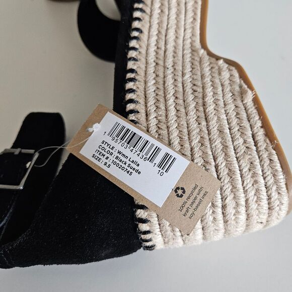NEW Toms | Laila Espadrille Platform Sandal Black Suede, Womens 9.5 - Picture 7 of 7